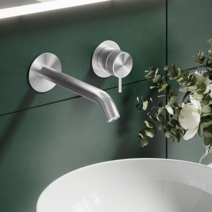 Lifestyle image of Crosswater 3ONE6 316 Stainless Steel Wall Mounted Basin 2 Hole Set